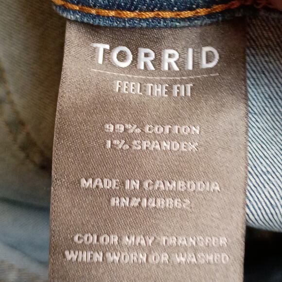 Torrid Women 20W Button Fly Cropped Wide Leg Lightweight Denim Jeans NWT - Picture 6 of 8